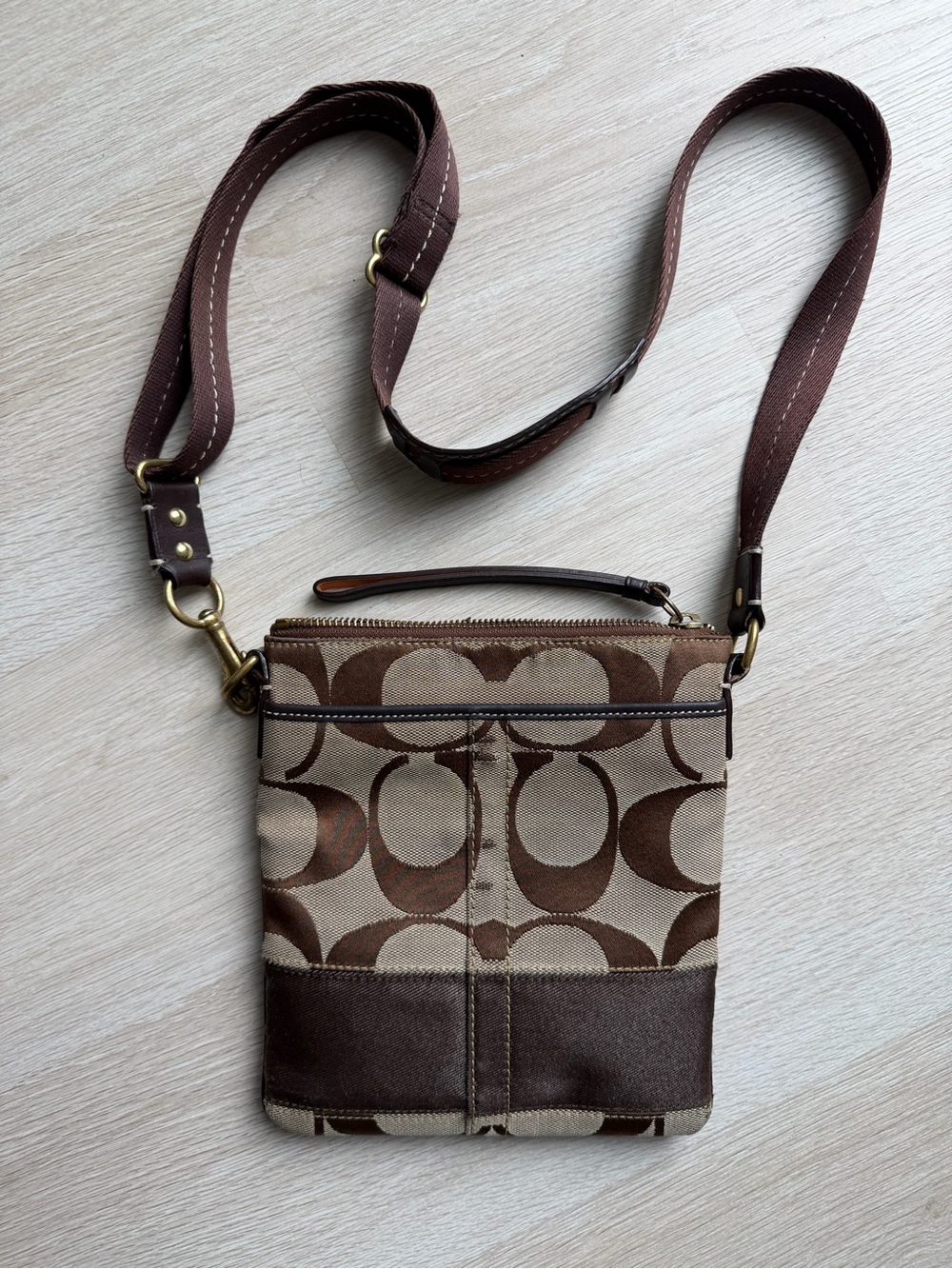 Coach Brown Signature Canvas Messenger Crossbody